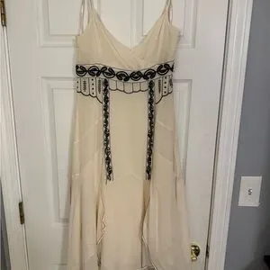 white christmas dresses Karen Millen Black Cream Contrast Skirt Halter Neck Dress UK M main image 0